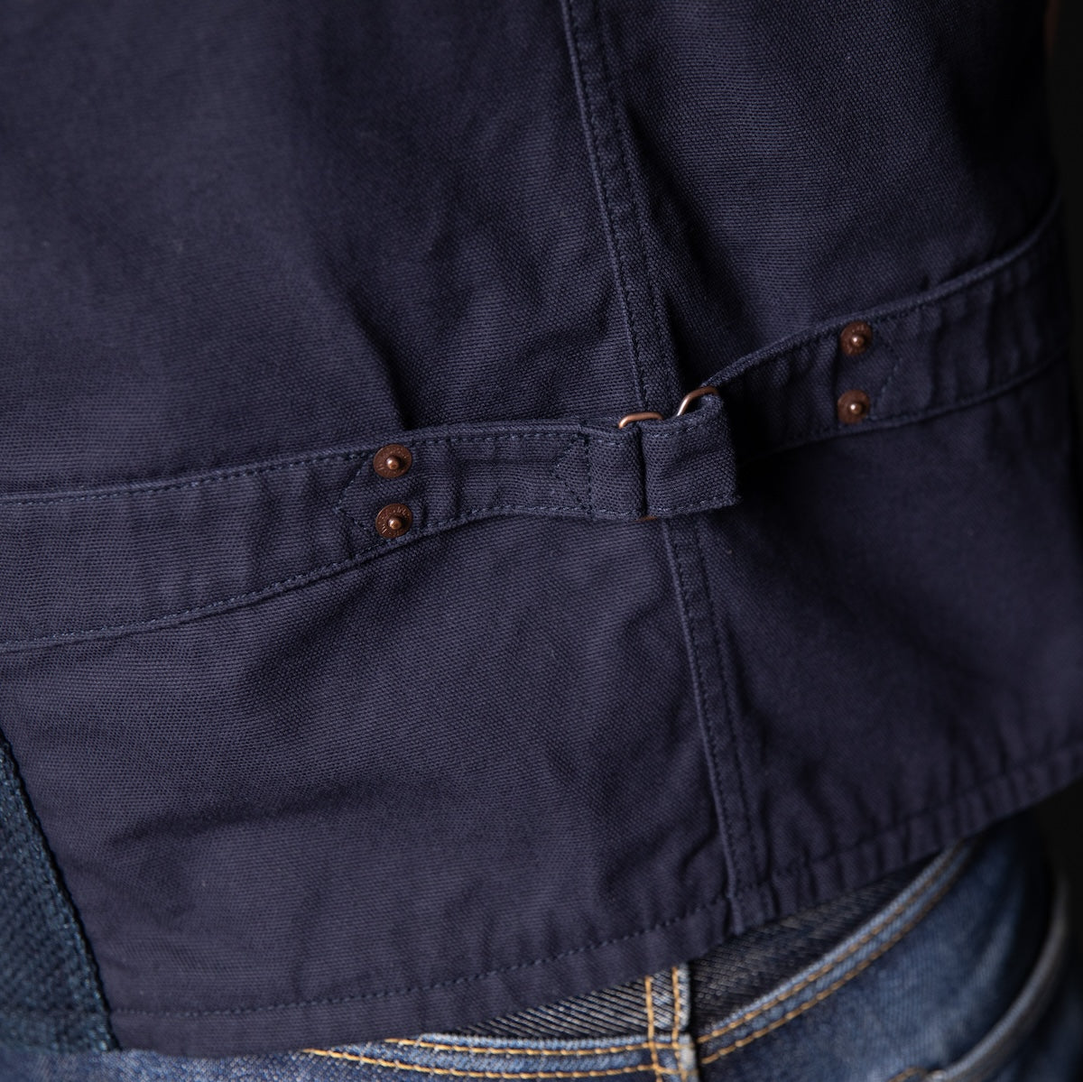 IHV-50-IND - 14oz Sashiko Dobby Cloth / Duck Work Vest - Indigo