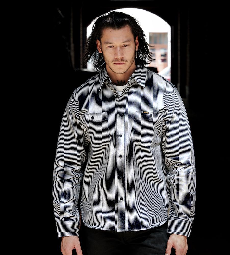 IHSH-274-IND - 12oz Hickory Stripe Work Shirt - Indigo – IRON
