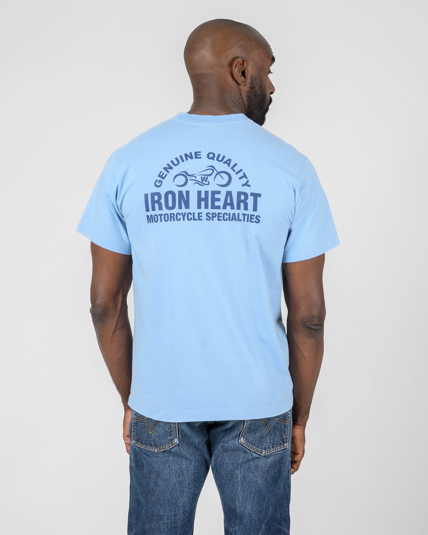 IHT-2504-SAX - 7.5oz Printed Loopwheel Crew Neck T-Shirt - Sax Blue