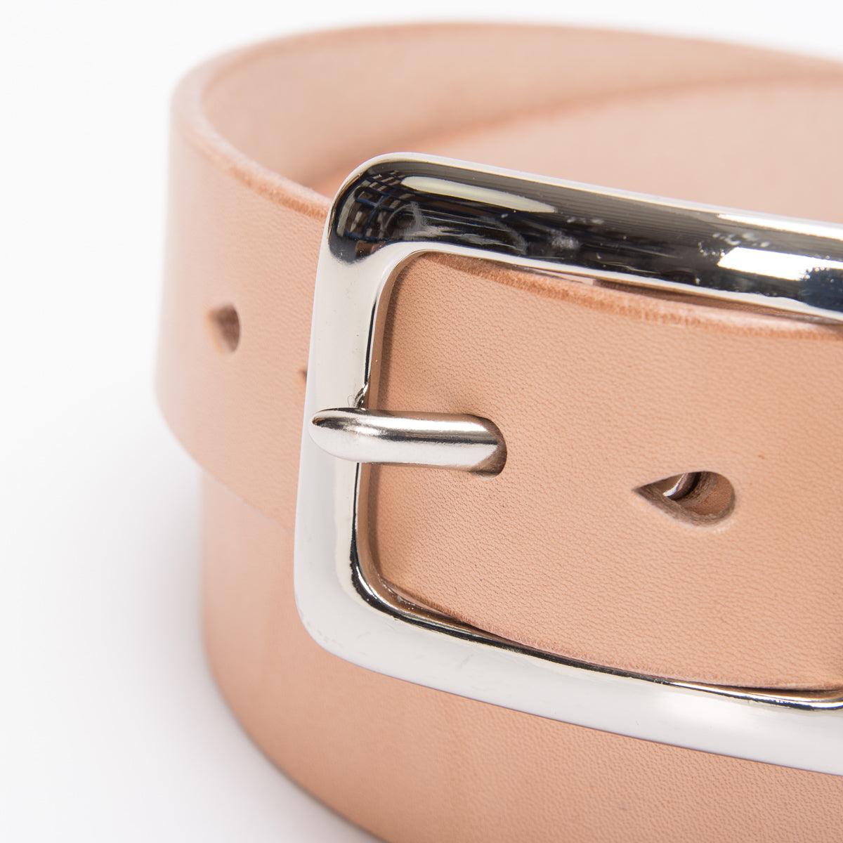 IHB-08-NAT - Heavy Duty "Tochigi" Leather Belt With Nickel Plated Garrison Buckle - Natural