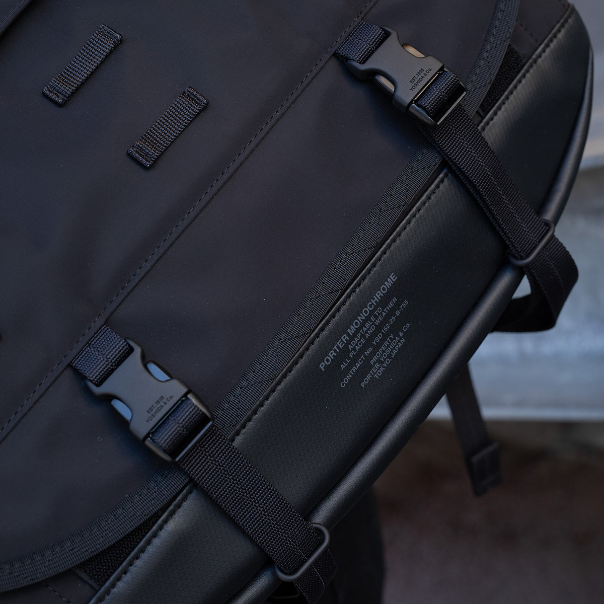 PO-MONO-MESSENGER-BLK - Porter-Yoshida & Co. MONOCHROME MESSENGER BAG - Black