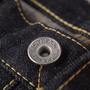 Image showing the IH-888S-142 - 14oz Selvedge Denim Medium/High Rise Tapered Cut Jeans - Indigo which is a Jeans described by the following info 888, Bottoms, Iron Heart, Jeans, Released, Tappered and sold on the IRON HEART GERMANY online store