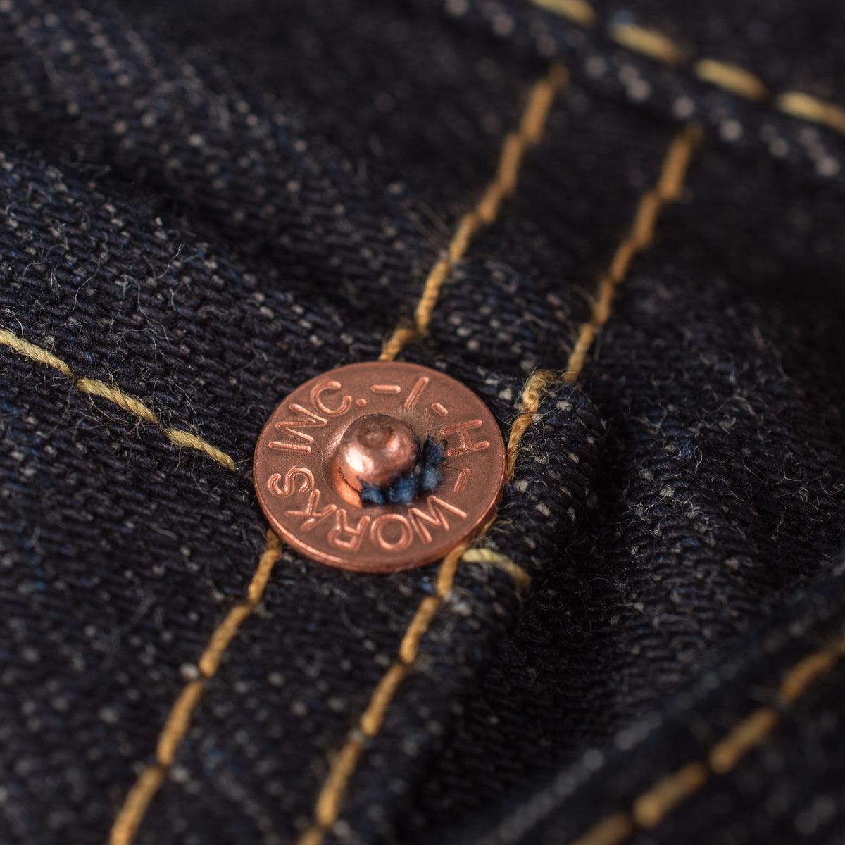 Image showing the IH-888S-142 - 14oz Selvedge Denim Medium/High Rise Tapered Cut Jeans - Indigo which is a Jeans described by the following info 888, Bottoms, Iron Heart, Jeans, Released, Tappered and sold on the IRON HEART GERMANY online store