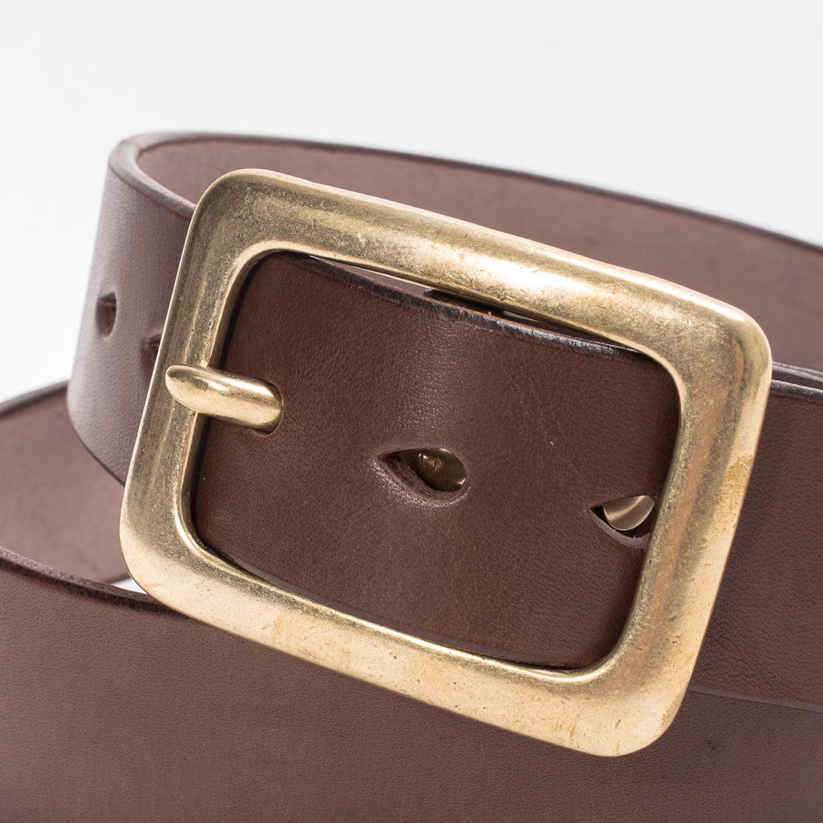 Image showing the IHB-11-BRN - Heavy Duty "Tochigi" Leather Belt Brown which is a Belts described by the following info Accessories, Belts, Iron Heart, Released and sold on the IRON HEART GERMANY online store