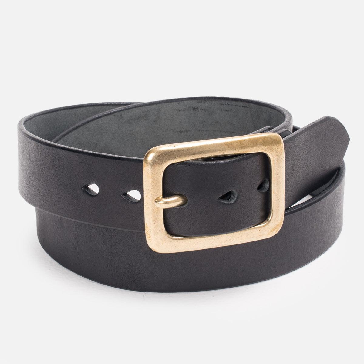 Image showing the IHB-11-BLK - Heavy Duty "Tochigi" Leather Belt Black which is a Belts described by the following info Accessories, Belts, Iron Heart, Released and sold on the IRON HEART GERMANY online store
