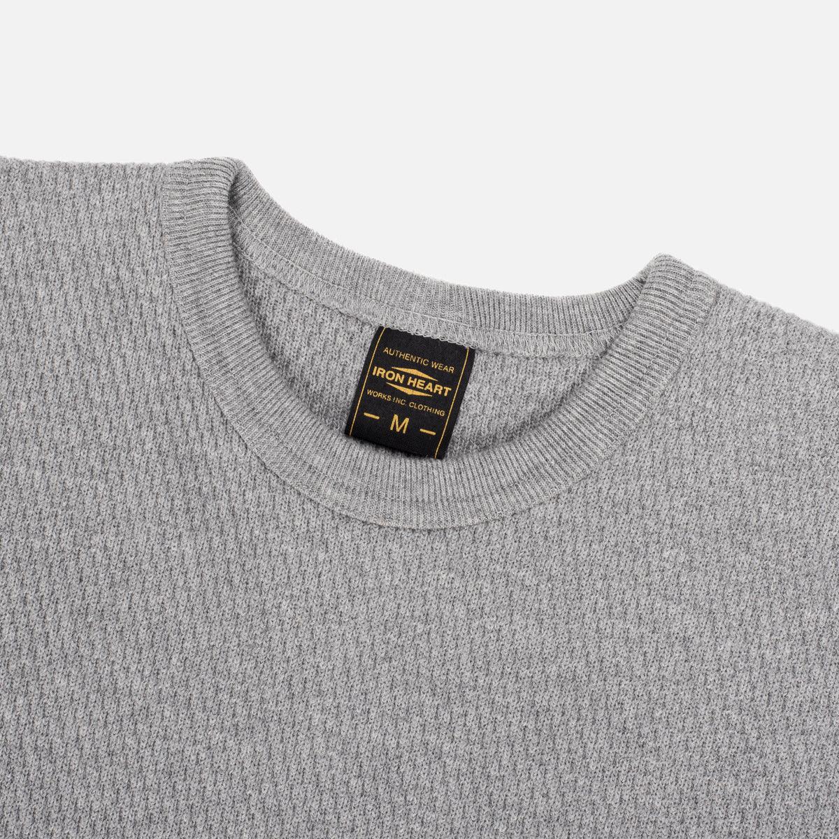 Cotton Knit Crew Neck L/S Thermal Sweater - Grey