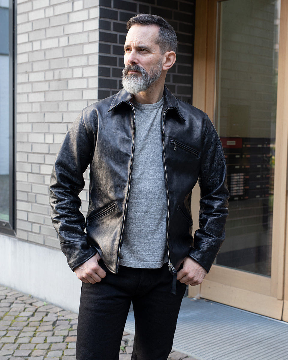 SB-30-S-JH-BLK - Simmons Bilt x  IHG Vintage 30's Sports Jacket - Japanese Horsehide