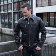 SB-ROADSTER-CS-BLK - Simmons Bilt "Roadster" Calfskin Jacket - Black