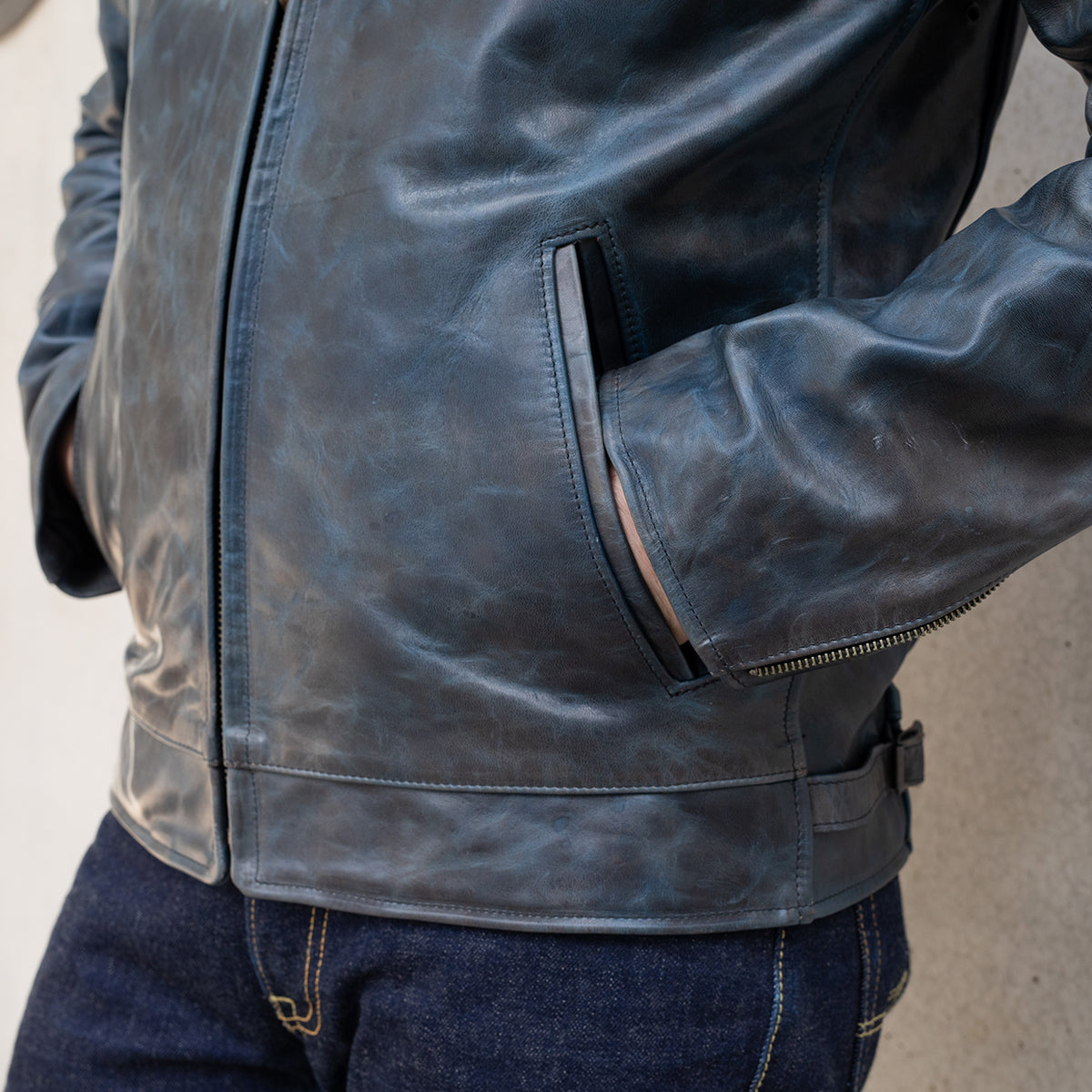 SB-TG-IND-HO - Simmons Bilt "Tailgunner" Indigo Horsehide Jacket