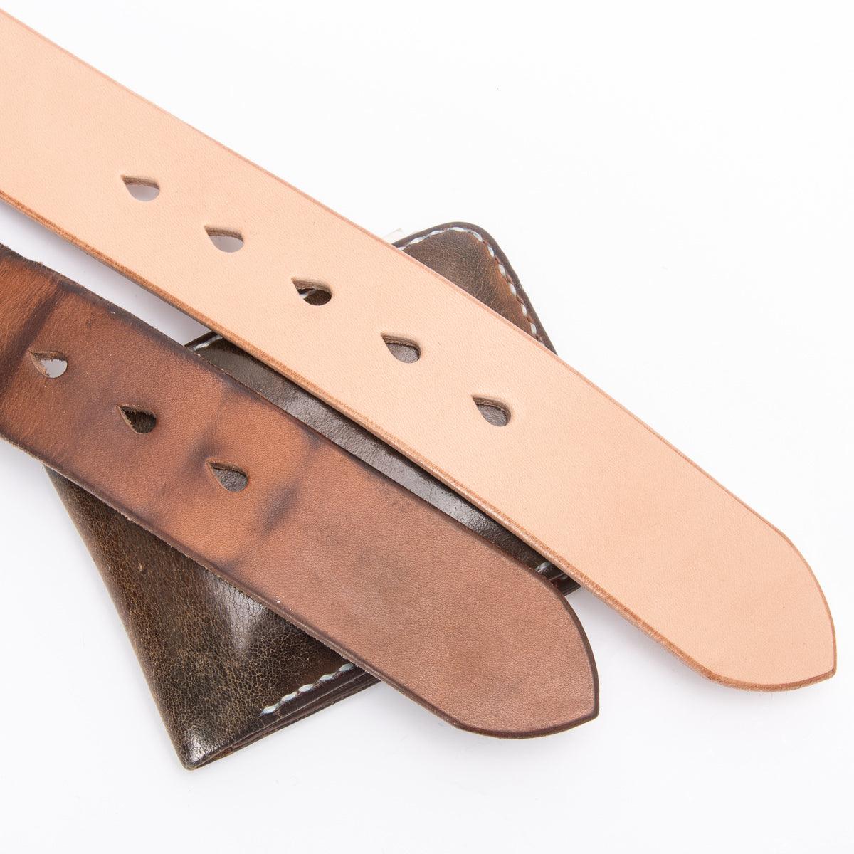 Image showing the IHB-08-NAT - Heavy Duty "Tochigi" Leather Belt With Nickel Plated Garrison Buckle - Natural which is a Belts described by the following info Accessories, Belts, Iron Heart, Released and sold on the IRON HEART GERMANY online store