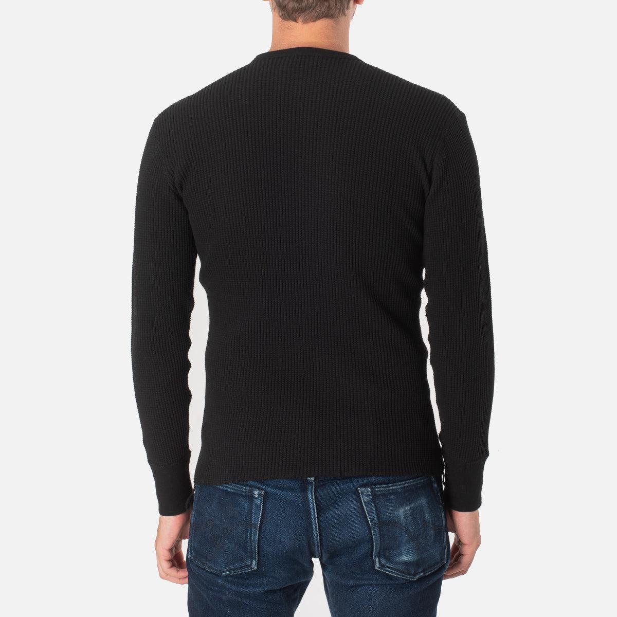Image showing the IHTL-1301-BLK - Waffle Knit Thermal Longsleeve Black which is a T-Shirts described by the following info Back In, IHSALE_M23, Iron Heart, Released, T-Shirts, Tops and sold on the IRON HEART GERMANY online store