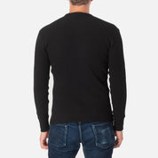 Image showing the IHTL-1301-BLK - Waffle Knit Thermal Longsleeve Black which is a T-Shirts described by the following info Back In, IHSALE_M23, Iron Heart, Released, T-Shirts, Tops and sold on the IRON HEART GERMANY online store