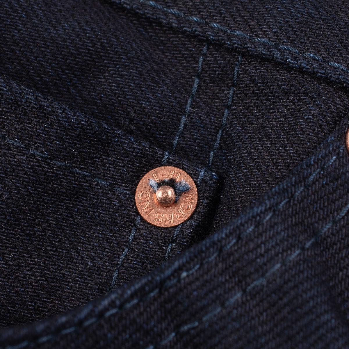 Image showing the IH-555S-142ib - 14oz Selvedge Denim Super Slim Cut Jeans Indigo/Black which is a Jeans described by the following info 555, Bottoms, Iron Heart, Jeans, Released, Slim and sold on the IRON HEART GERMANY online store