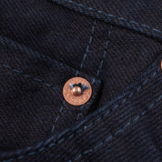 Image showing the IH-555S-142ib - 14oz Selvedge Denim Super Slim Cut Jeans Indigo/Black which is a Jeans described by the following info 555, Bottoms, Iron Heart, Jeans, Released, Slim and sold on the IRON HEART GERMANY online store