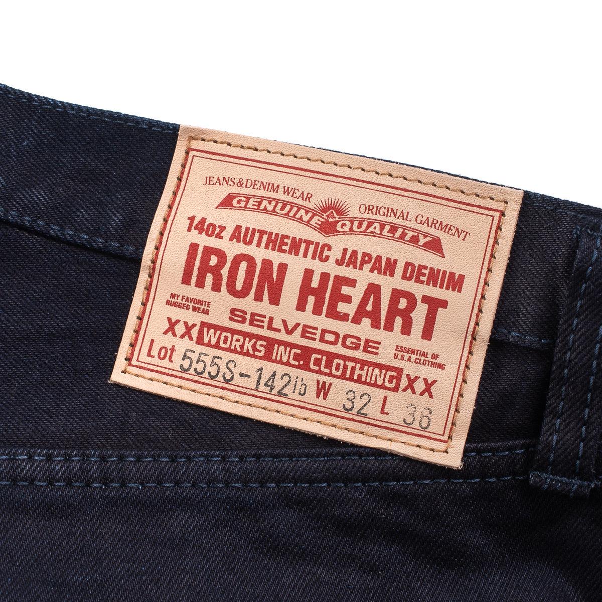 Image showing the IH-555S-142ib - 14oz Selvedge Denim Super Slim Cut Jeans Indigo/Black which is a Jeans described by the following info 555, Bottoms, Iron Heart, Jeans, Released, Slim and sold on the IRON HEART GERMANY online store