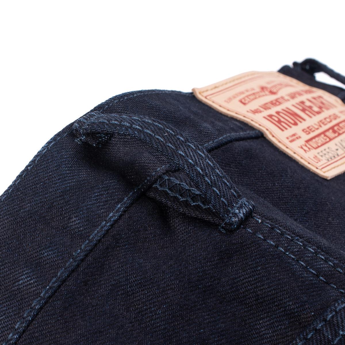 Image showing the IH-555S-142ib - 14oz Selvedge Denim Super Slim Cut Jeans Indigo/Black which is a Jeans described by the following info 555, Bottoms, Iron Heart, Jeans, Released, Slim and sold on the IRON HEART GERMANY online store