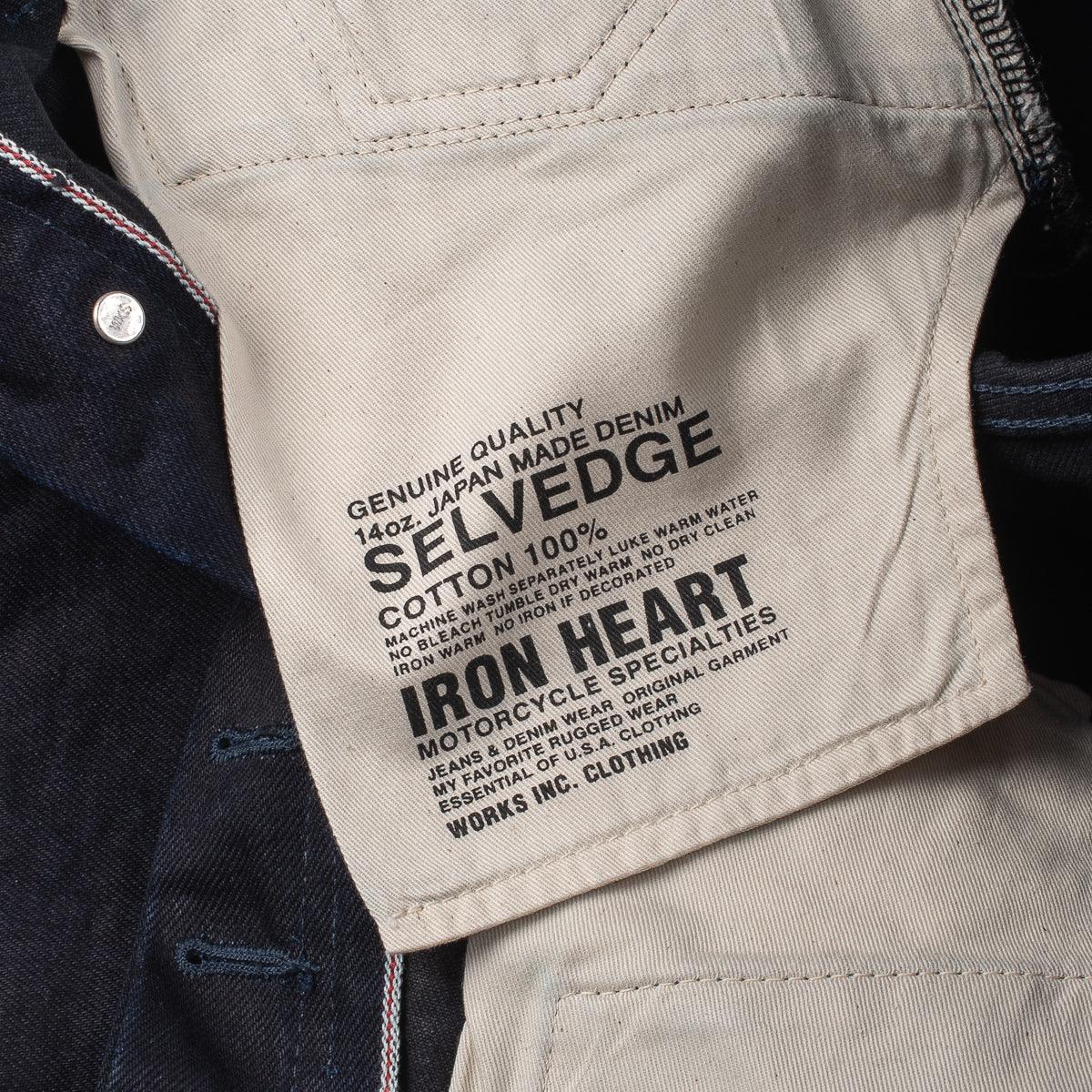 Image showing the IH-555S-142ib - 14oz Selvedge Denim Super Slim Cut Jeans Indigo/Black which is a Jeans described by the following info 555, Bottoms, Iron Heart, Jeans, Released, Slim and sold on the IRON HEART GERMANY online store