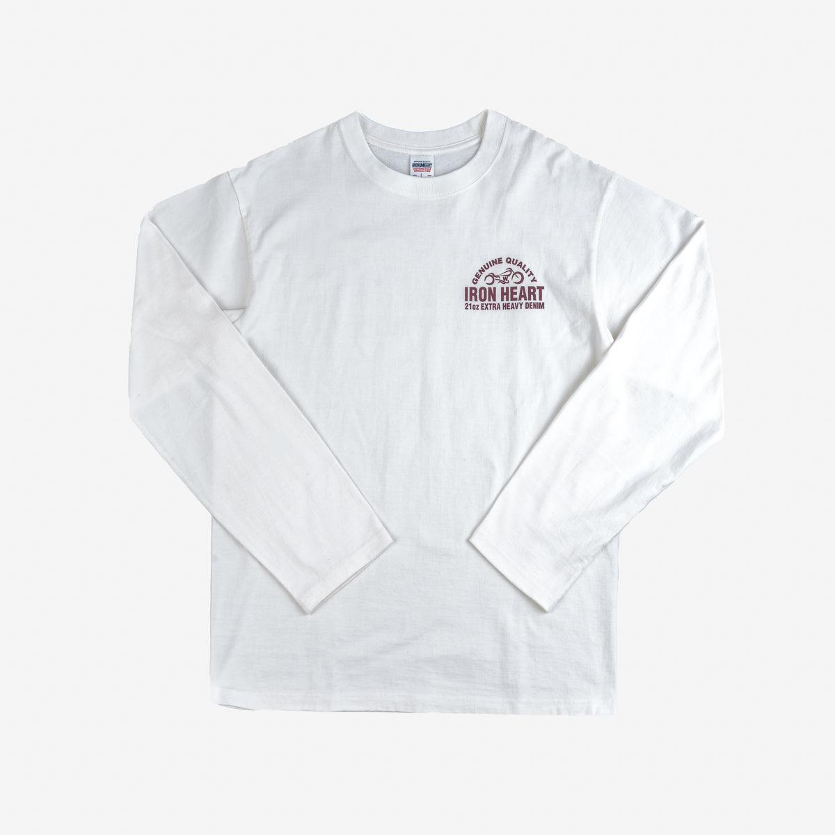 IHTL-2302-WHT - 7.5oz Printed Loopwheel Crew Neck Long Sleeved T-Shirt - White
