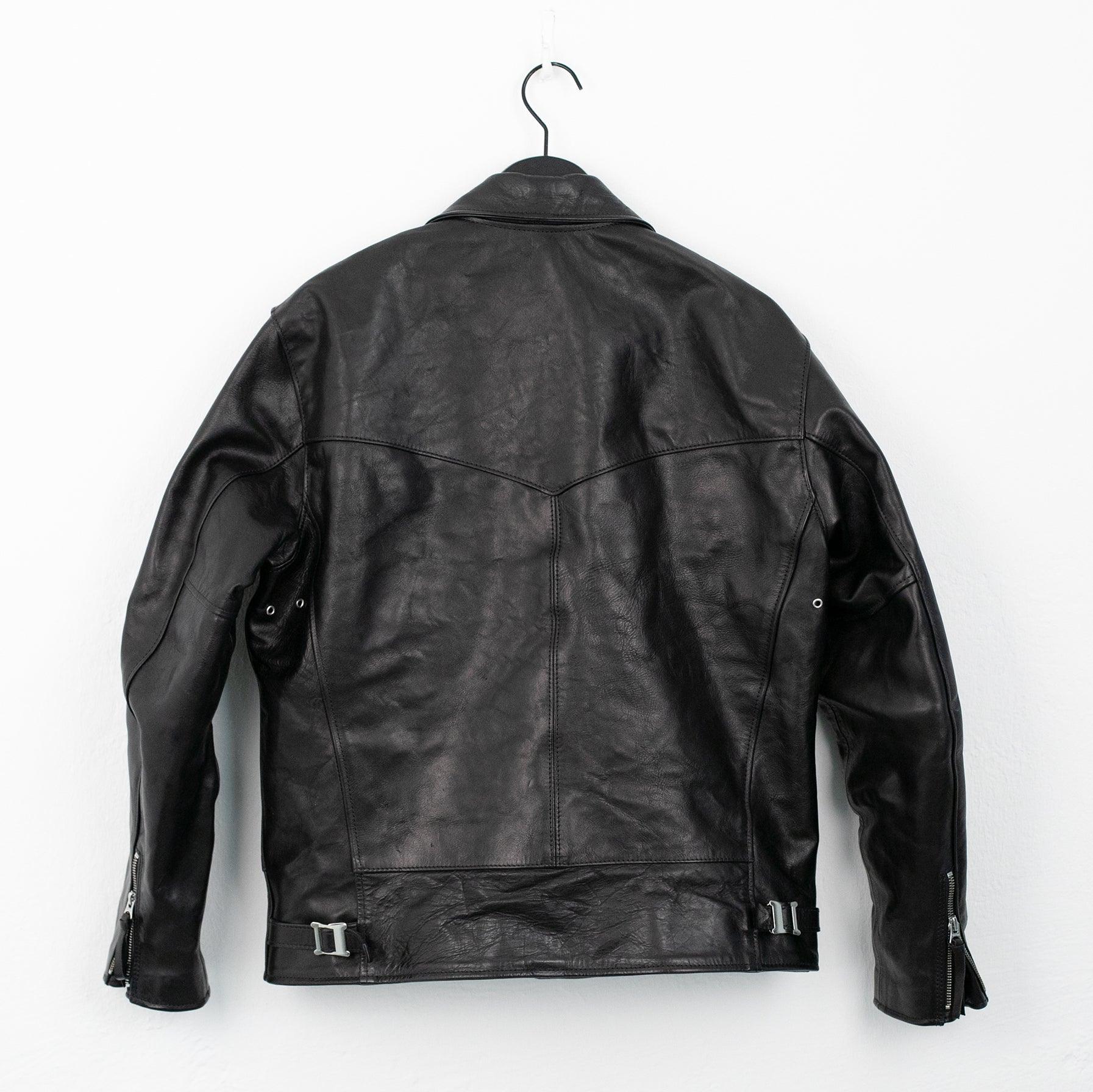 Image showing the SB-MV-HO-BLK - Simmons Bilt "Maverick" Japanese Horsehide Jacket - Black which is a LEATHER JACKETS described by the following info IHSALE_M23, Jackets, LEATHER JACKETS, SIMMONS BILT, Tops and sold on the IRON HEART GERMANY online store