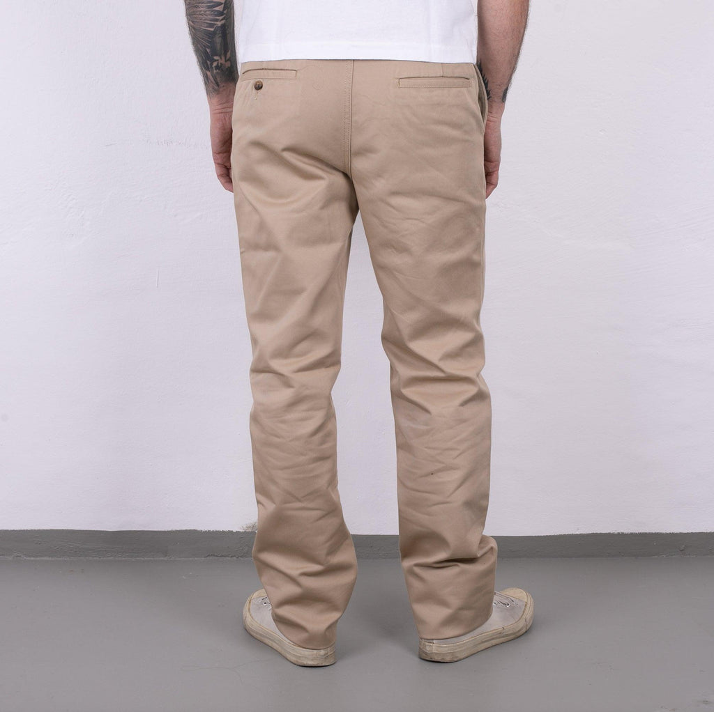 Image showing the IH-730-KHA - 12oz Heavy Cotton Regular Fit Chinos Khaki which is a Trousers described by the following info Bottoms, Iron Heart, Released, Trousers and sold on the IRON HEART GERMANY online store