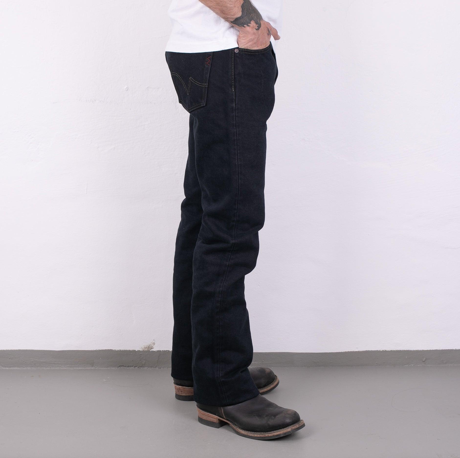 IH-634S-B - 21oz Selvedge Denim Straight Cut Jeans - Indigo Overdyed Black