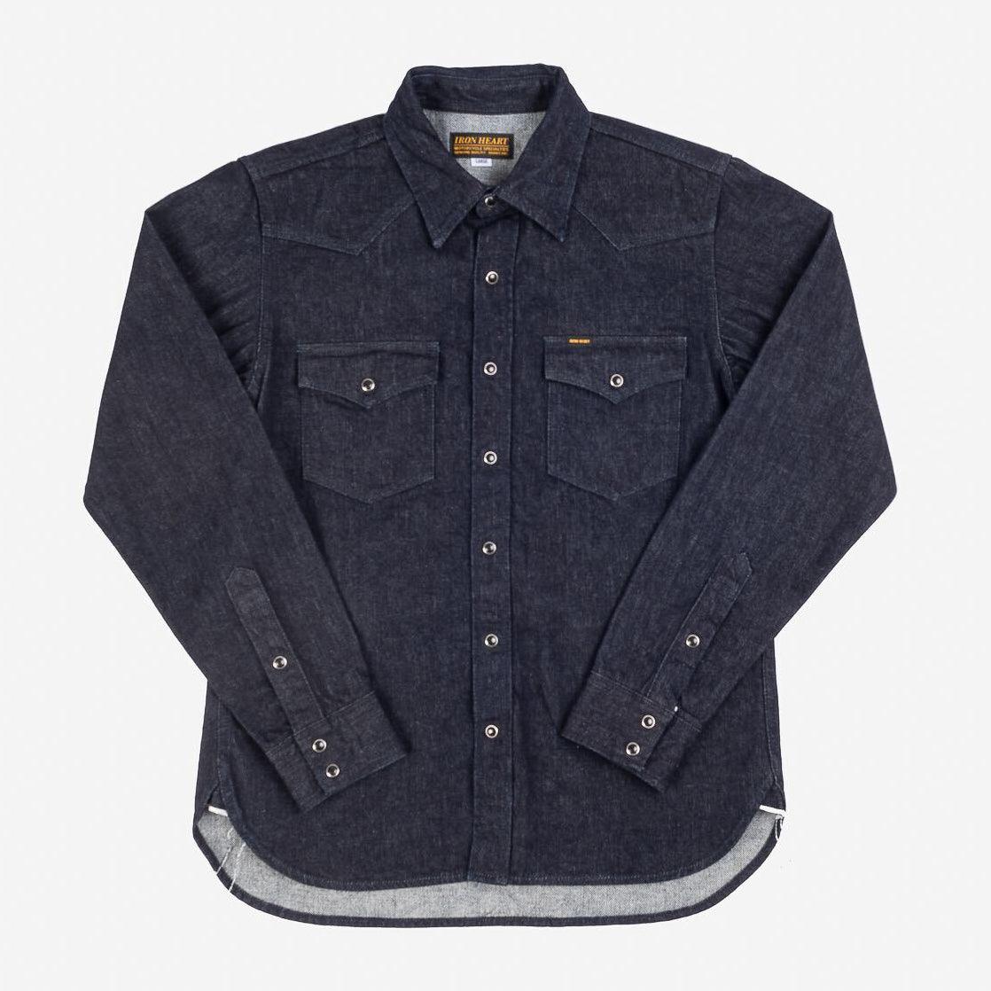 Image showing the IHSH-33-T - 12oz Selvedge Denim Western Shirt With Tonal Stitching - Indigo which is a Shirts described by the following info Iron Heart, Released, Shirts, Tops and sold on the IRON HEART GERMANY online store
