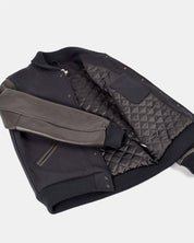 Image showing the DE-JA0002-BLK - Dehen 1920 Varsity Jacket Black which is a Jackets described by the following info Dehen 1920, Jackets, Released, Tops and sold on the IRON HEART GERMANY online store