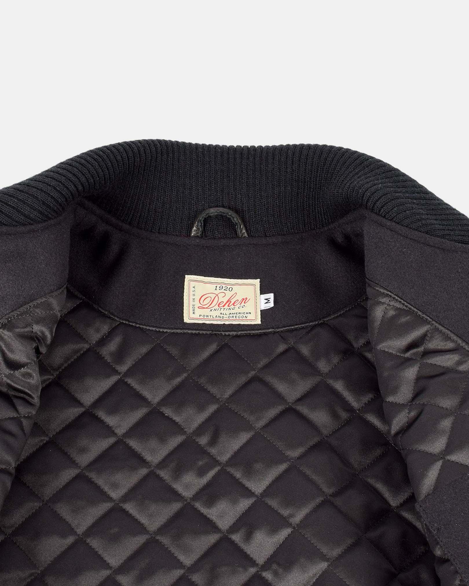 Image showing the DE-JA0002-BLK - Dehen 1920 Varsity Jacket Black which is a Jackets described by the following info Dehen 1920, Jackets, Released, Tops and sold on the IRON HEART GERMANY online store