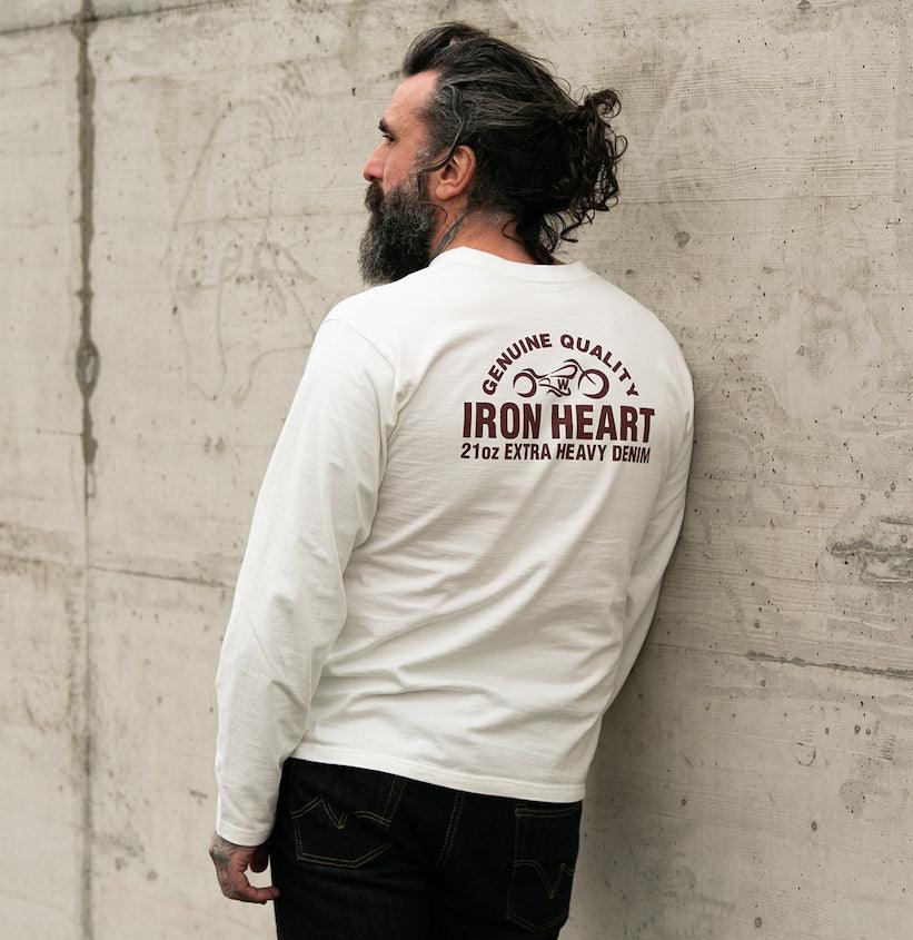 IHTL-2302-WHT - 7.5oz Printed Loopwheel Crew Neck Long Sleeved T-Shirt - White
