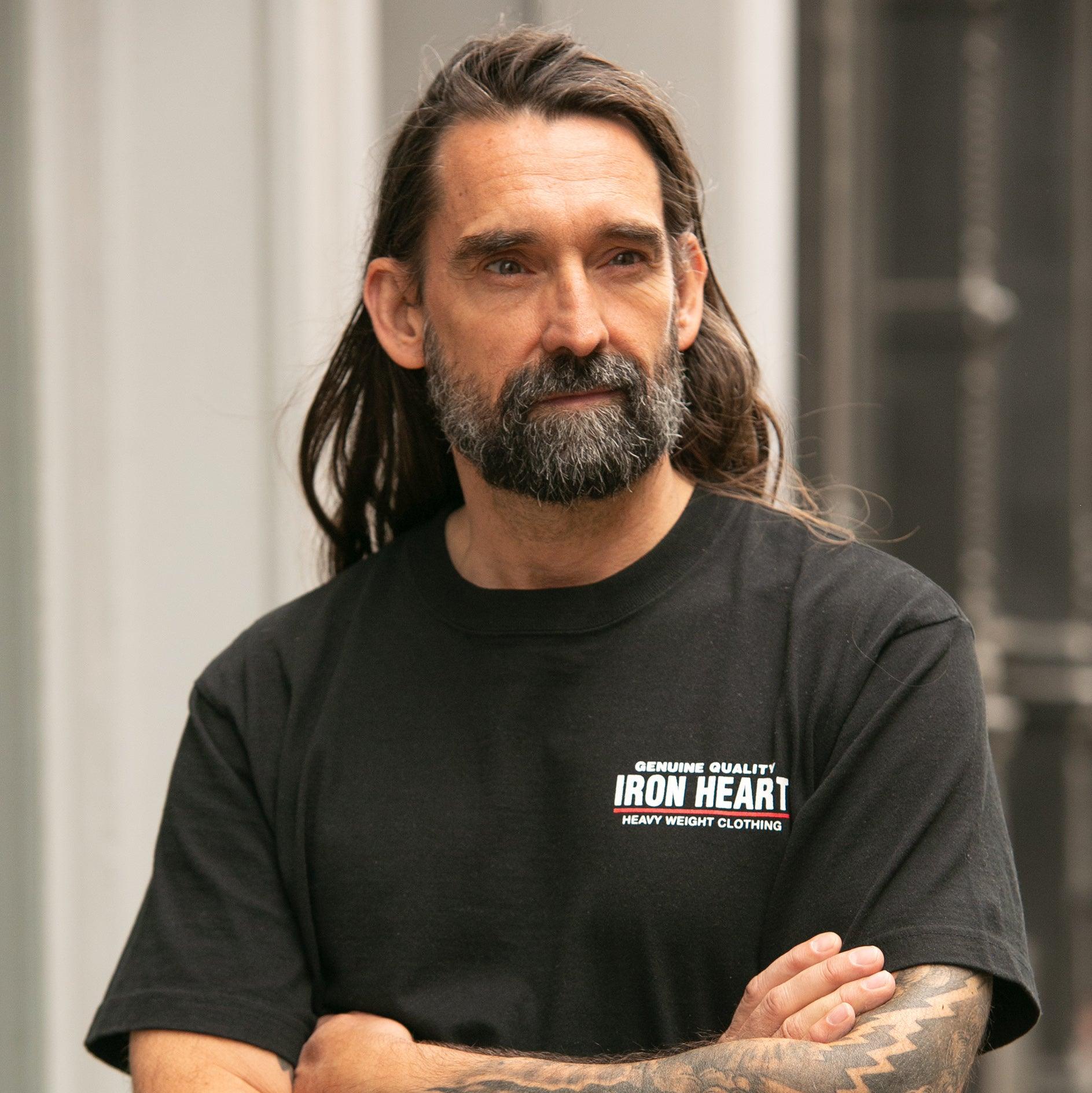 Image showing the IHT-IHG#4-BLK - Iron Heart Germany 7.5oz Loopwheel Crew Neck T-Shirt Black which is a T-Shirts described by the following info IHSALE_M23, Iron Heart, Released, T-Shirts, Tops and sold on the IRON HEART GERMANY online store