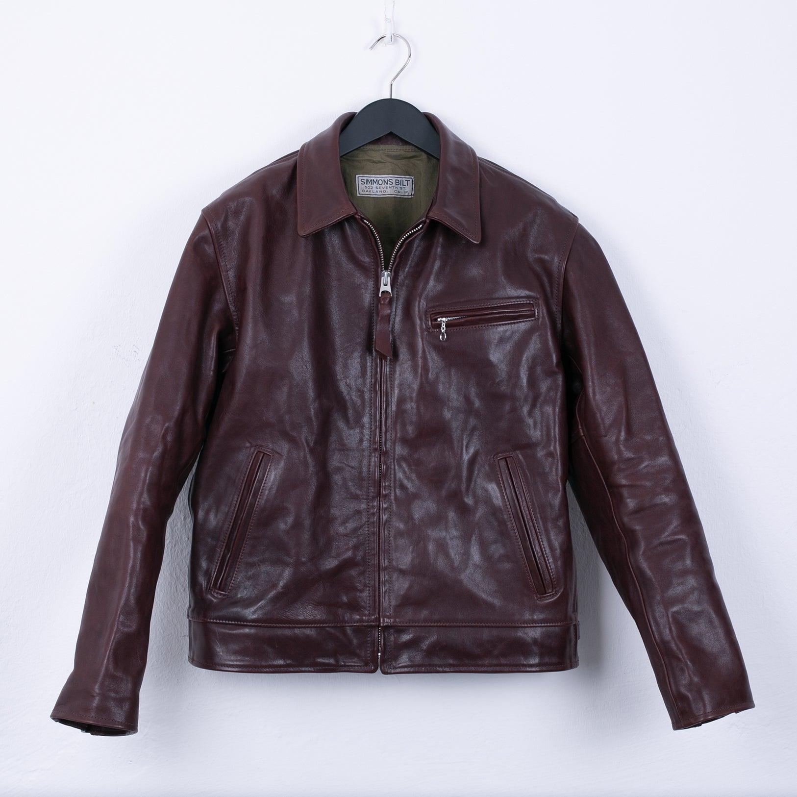 Image showing the SB-TG-JPN/HO-BRN - Simmons Bilt Japanese Horsehide Jacket - Brown which is a LEATHER JACKETS described by the following info IHSALE_M23, Jackets, LEATHER JACKETS, SIMMONS BILT, Tops and sold on the IRON HEART GERMANY online store