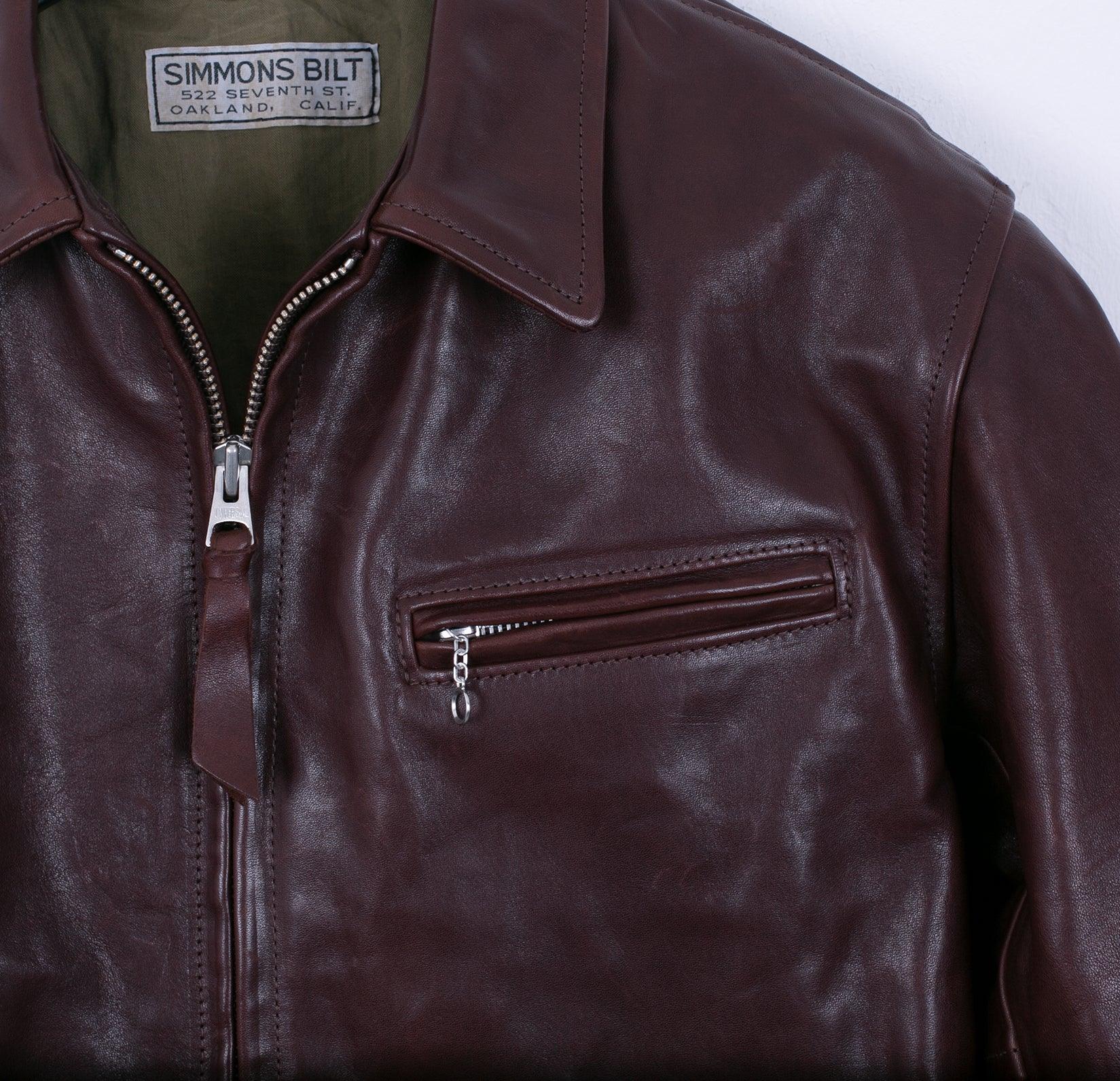 Image showing the SB-TG-JPN/HO-BRN - Simmons Bilt Japanese Horsehide Jacket - Brown which is a LEATHER JACKETS described by the following info IHSALE_M23, Jackets, LEATHER JACKETS, SIMMONS BILT, Tops and sold on the IRON HEART GERMANY online store