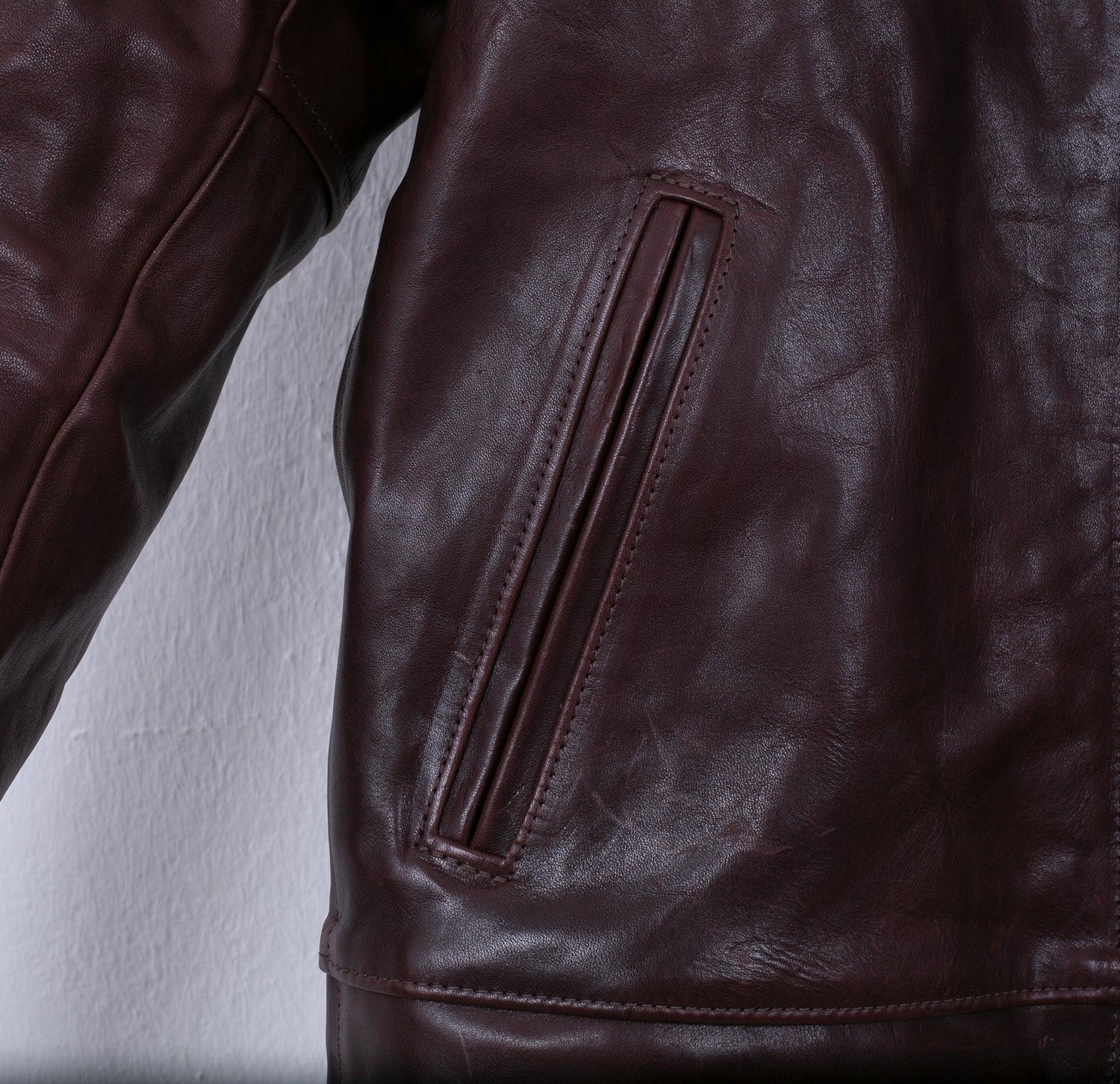 Image showing the SB-TG-JPN/HO-BRN - Simmons Bilt Japanese Horsehide Jacket - Brown which is a LEATHER JACKETS described by the following info IHSALE_M23, Jackets, LEATHER JACKETS, SIMMONS BILT, Tops and sold on the IRON HEART GERMANY online store