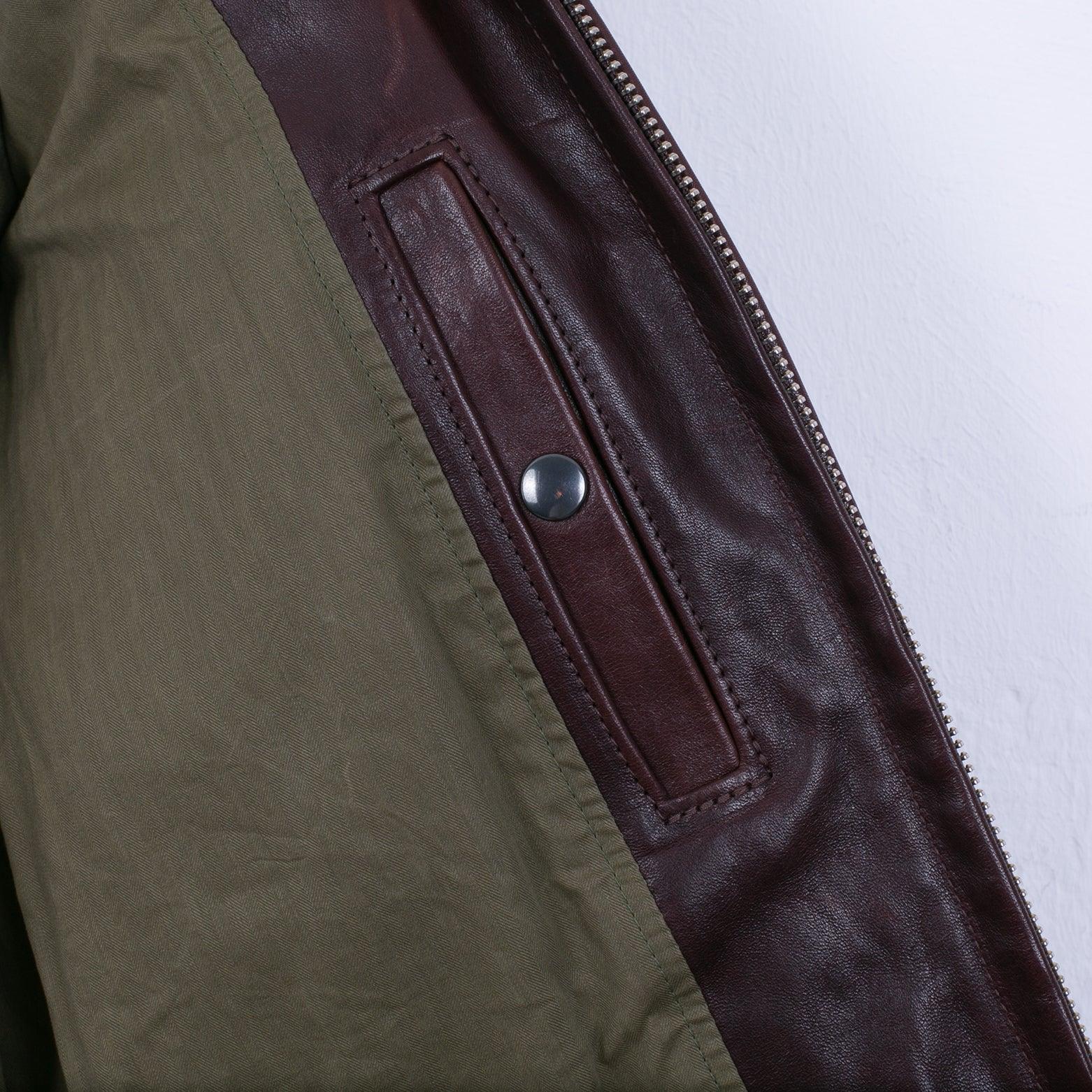 Image showing the SB-TG-JPN/HO-BRN - Simmons Bilt Japanese Horsehide Jacket - Brown which is a LEATHER JACKETS described by the following info IHSALE_M23, Jackets, LEATHER JACKETS, SIMMONS BILT, Tops and sold on the IRON HEART GERMANY online store