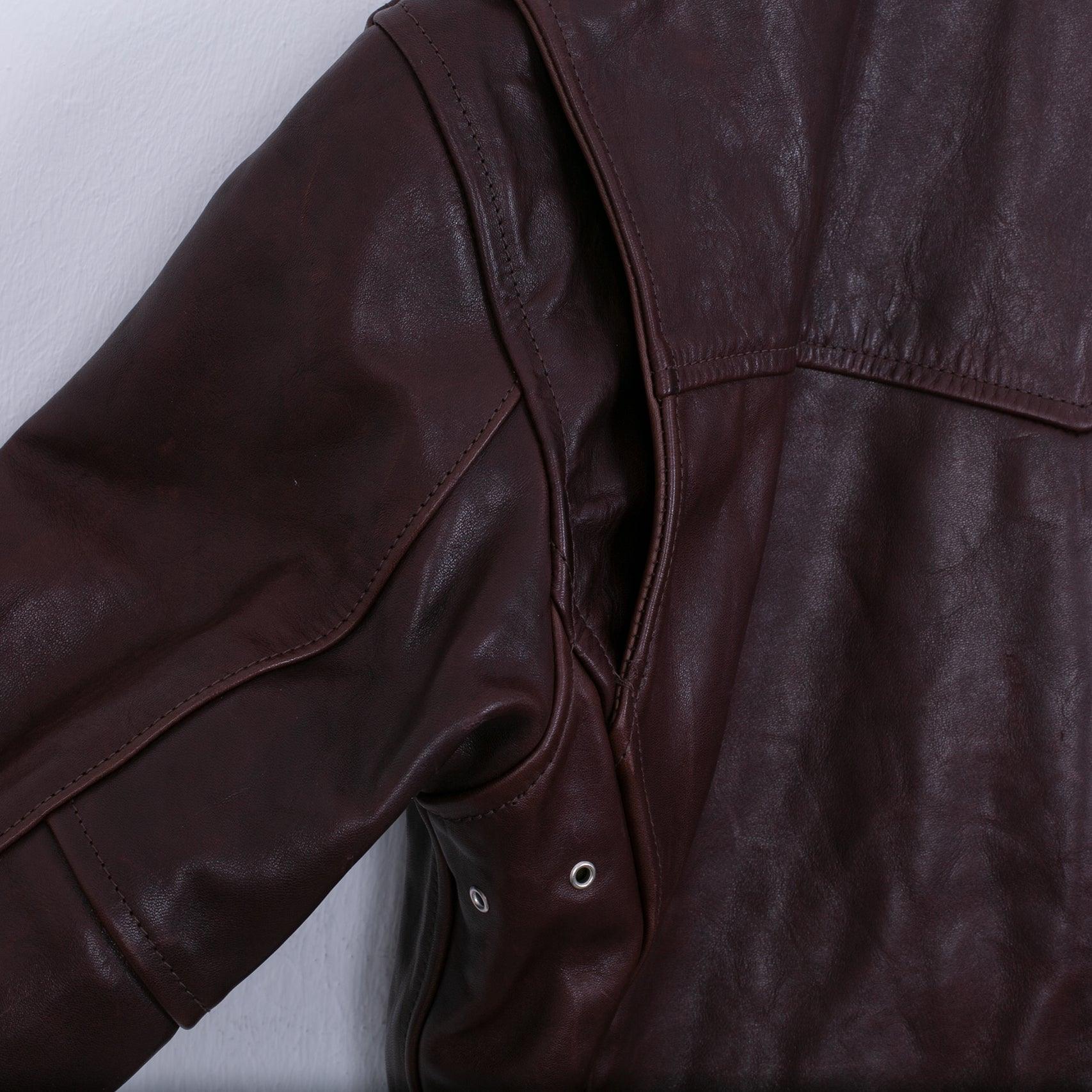 Image showing the SB-TG-JPN/HO-BRN - Simmons Bilt Japanese Horsehide Jacket - Brown which is a LEATHER JACKETS described by the following info IHSALE_M23, Jackets, LEATHER JACKETS, SIMMONS BILT, Tops and sold on the IRON HEART GERMANY online store