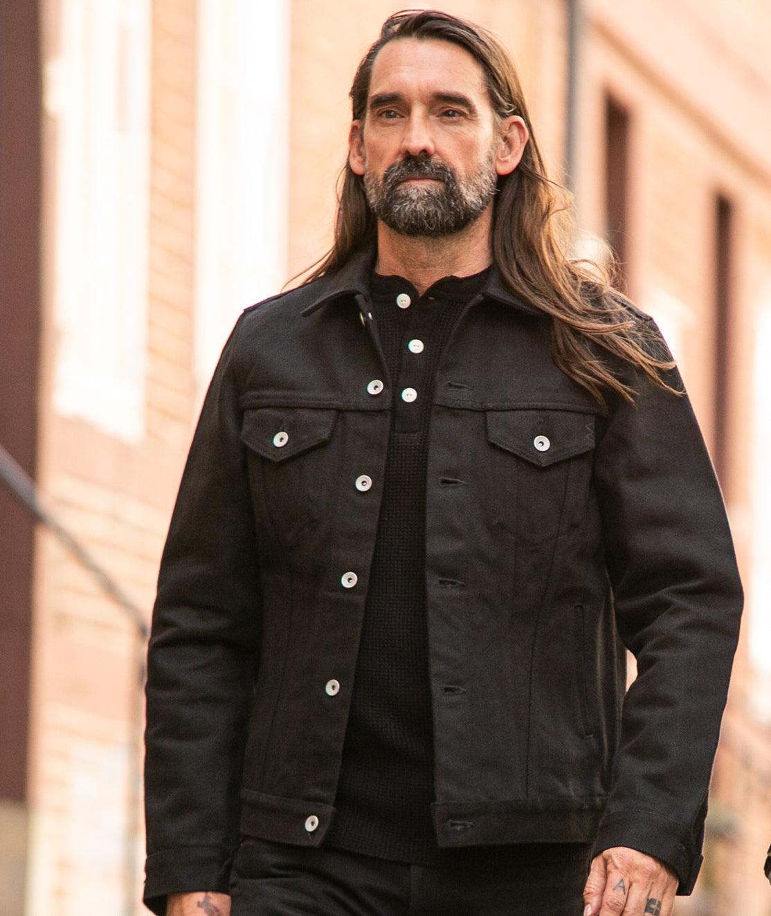 Image showing the IH-9526PJ - 21oz Denim Type III Jacket Superblack which is a Jackets described by the following info Iron Heart, Jackets, Released, Tops and sold on the IRON HEART GERMANY online store