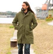 Image showing the IHM-38-OLV - 5oz Quilted Lining M-51 Type Field Coat - Olive which is a Jackets described by the following info IHSALE_M23, Iron Heart, Jackets, Released, Tops and sold on the IRON HEART GERMANY online store