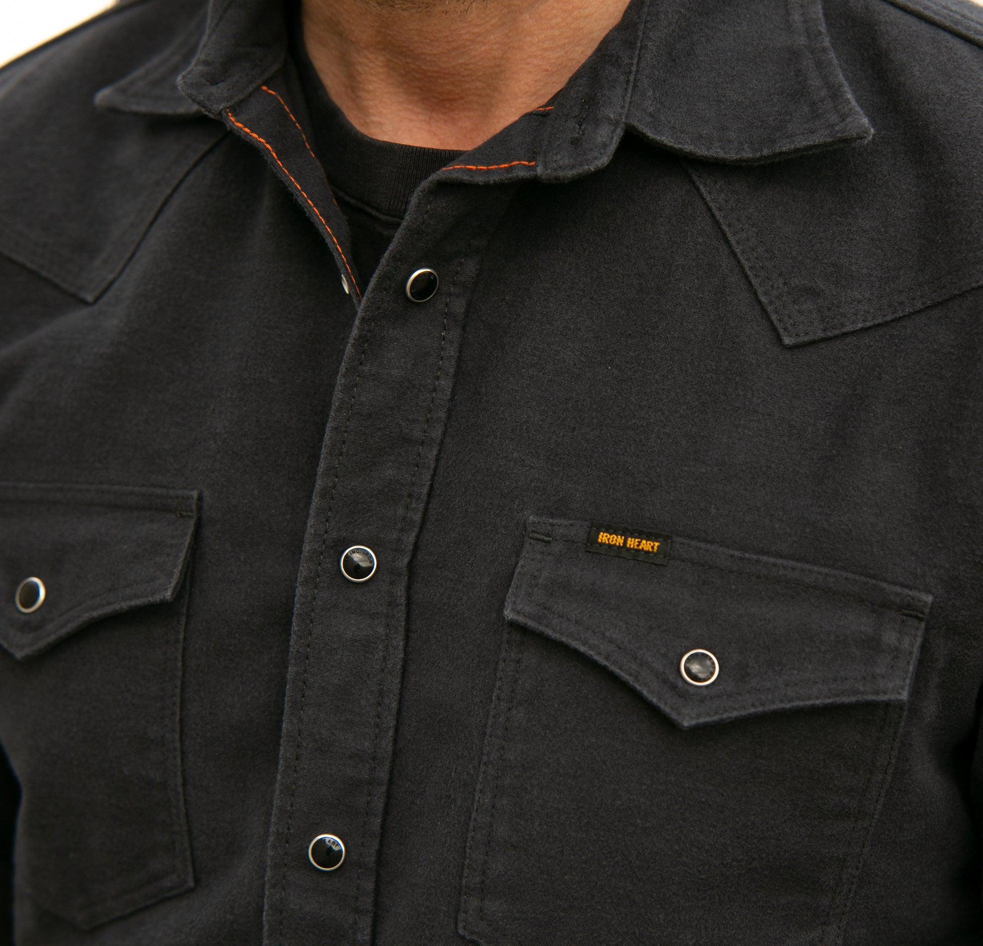 IHSH-330-BLK - 9oz Raised Whipcord Western Shirt - Black