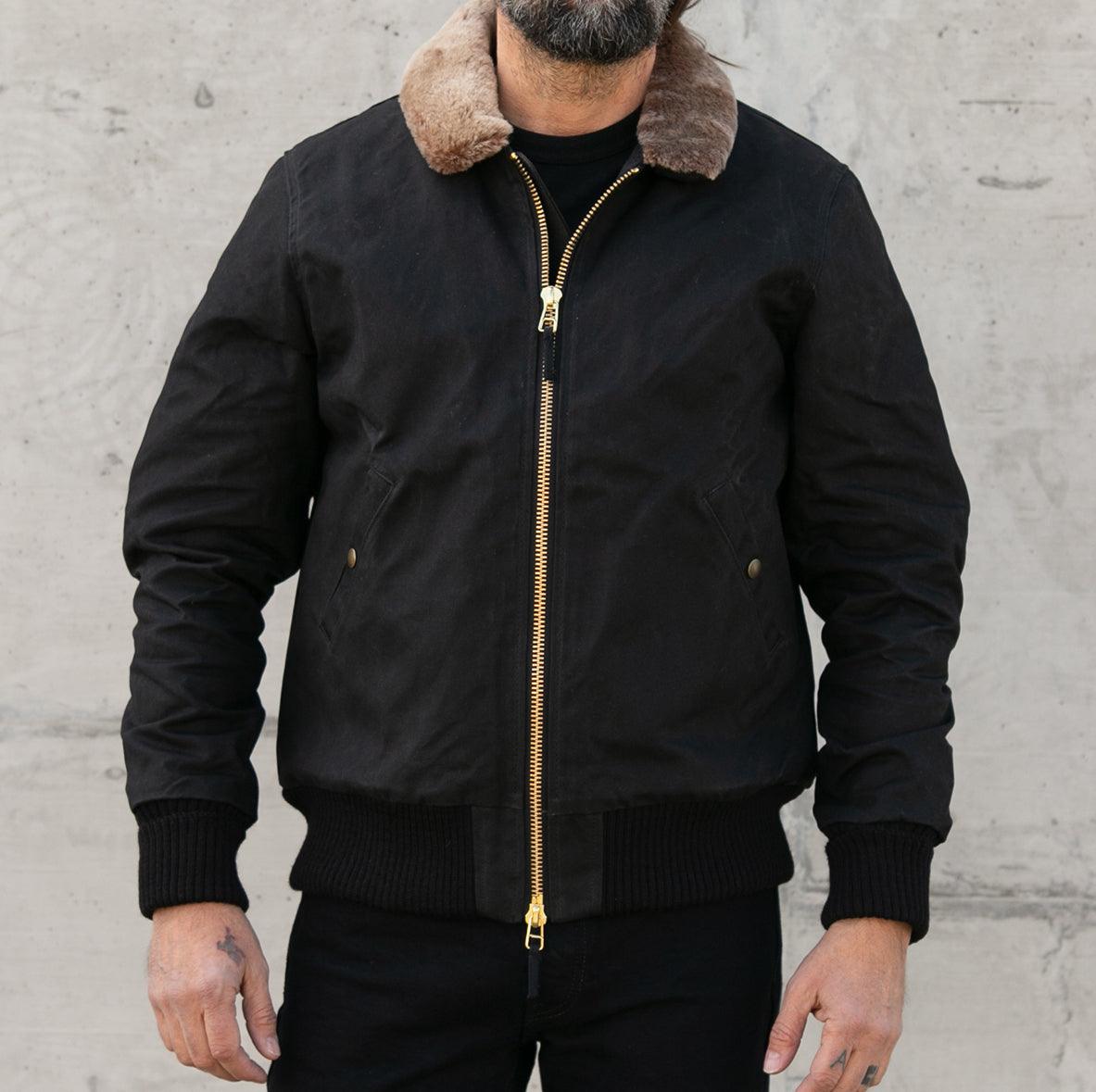 DE-JA0029WC-BLK - Flyer's Club Jacket Waxed Cotton Black