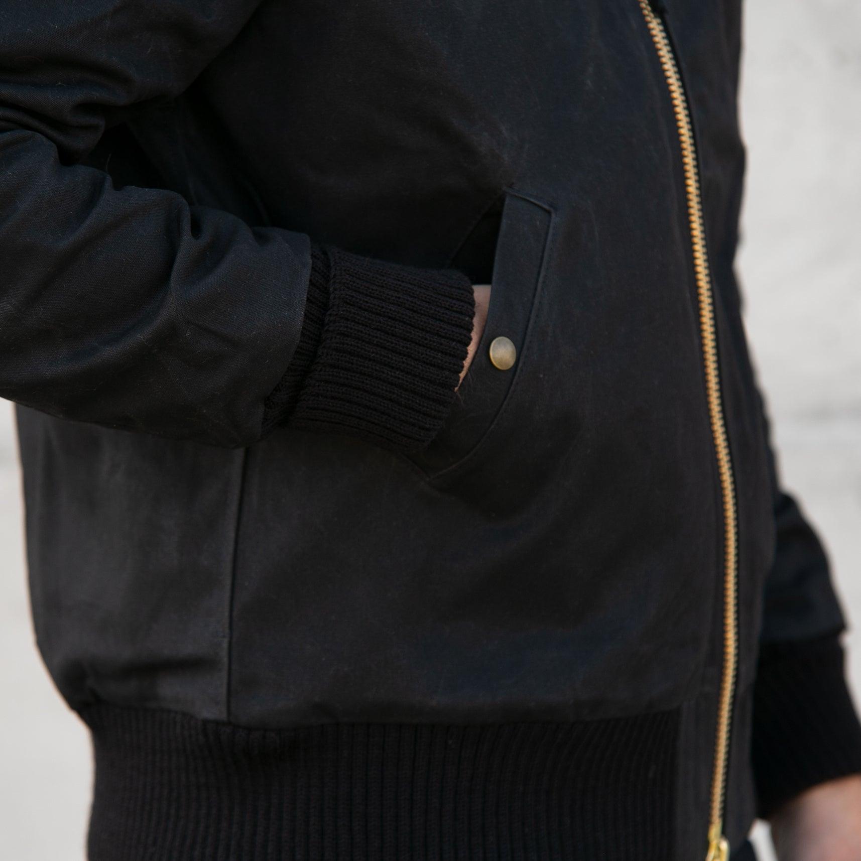 DE-JA0029WC-BLK - Flyer's Club Jacket Waxed Cotton Black