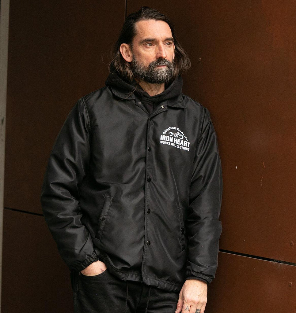 Image showing the IHJ-117-BLK - 20th Anniversary Nylon Windbreaker Black which is a Jackets described by the following info Bargain, Released and sold on the IRON HEART GERMANY online store