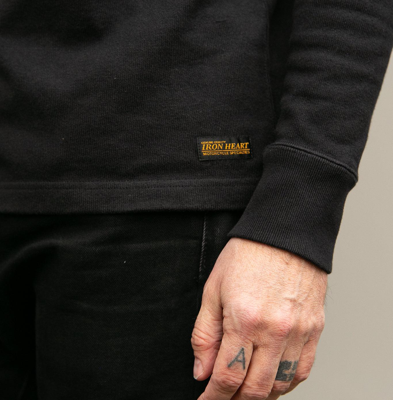 Image showing the IHTL-1501-BLK - 11oz Crew Neck Sweater Black which is a Sweatshirts described by the following info Iron Heart, Released, Sweatshirts, Tops and sold on the IRON HEART GERMANY online store