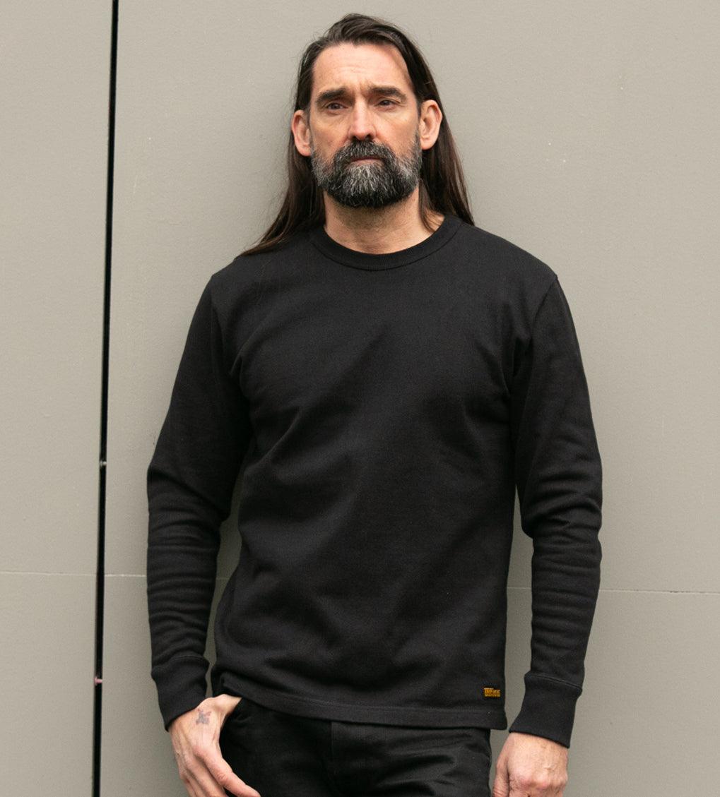 Image showing the IHTL-1501-BLK - 11oz Crew Neck Sweater Black which is a Sweatshirts described by the following info Iron Heart, Released, Sweatshirts, Tops and sold on the IRON HEART GERMANY online store