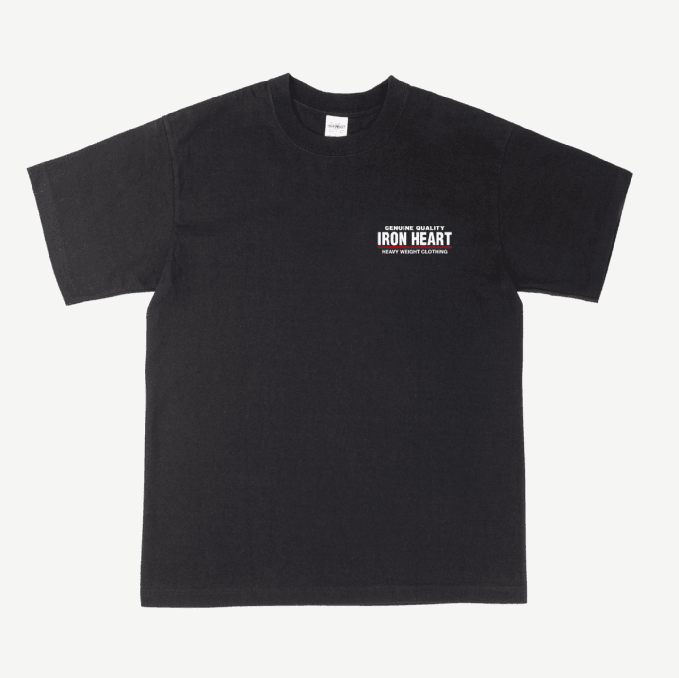 Image showing the IHT-IHG#4-BLK - Iron Heart Germany 7.5oz Loopwheel Crew Neck T-Shirt Black which is a T-Shirts described by the following info IHSALE_M23, Iron Heart, Released, T-Shirts, Tops and sold on the IRON HEART GERMANY online store