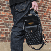 Image showing the IHE-40-BLK - Rectangular Leather Diamond Stitched Shoulder Bag Black which is a Bags described by the following info Accessories, Bags, Iron Heart, Released and sold on the IRON HEART GERMANY online store