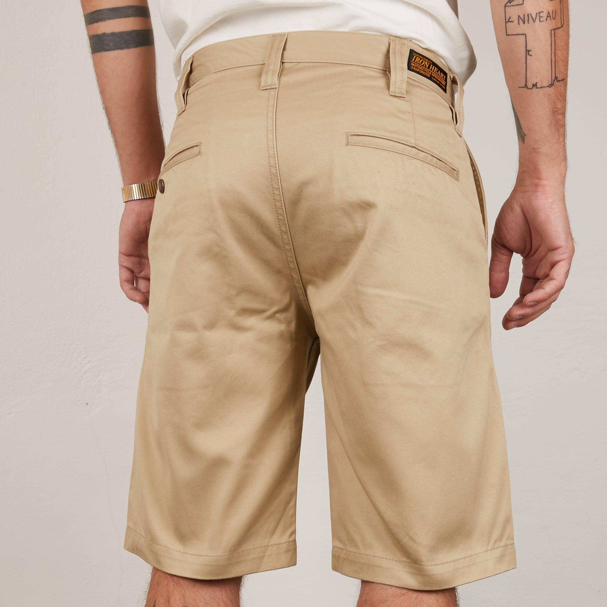 Image showing the IH-725-KHA - 11oz West Point Chino Shorts - Khaki which is a Trousers described by the following info Bottoms, Iron Heart, Released, Trousers and sold on the IRON HEART GERMANY online store