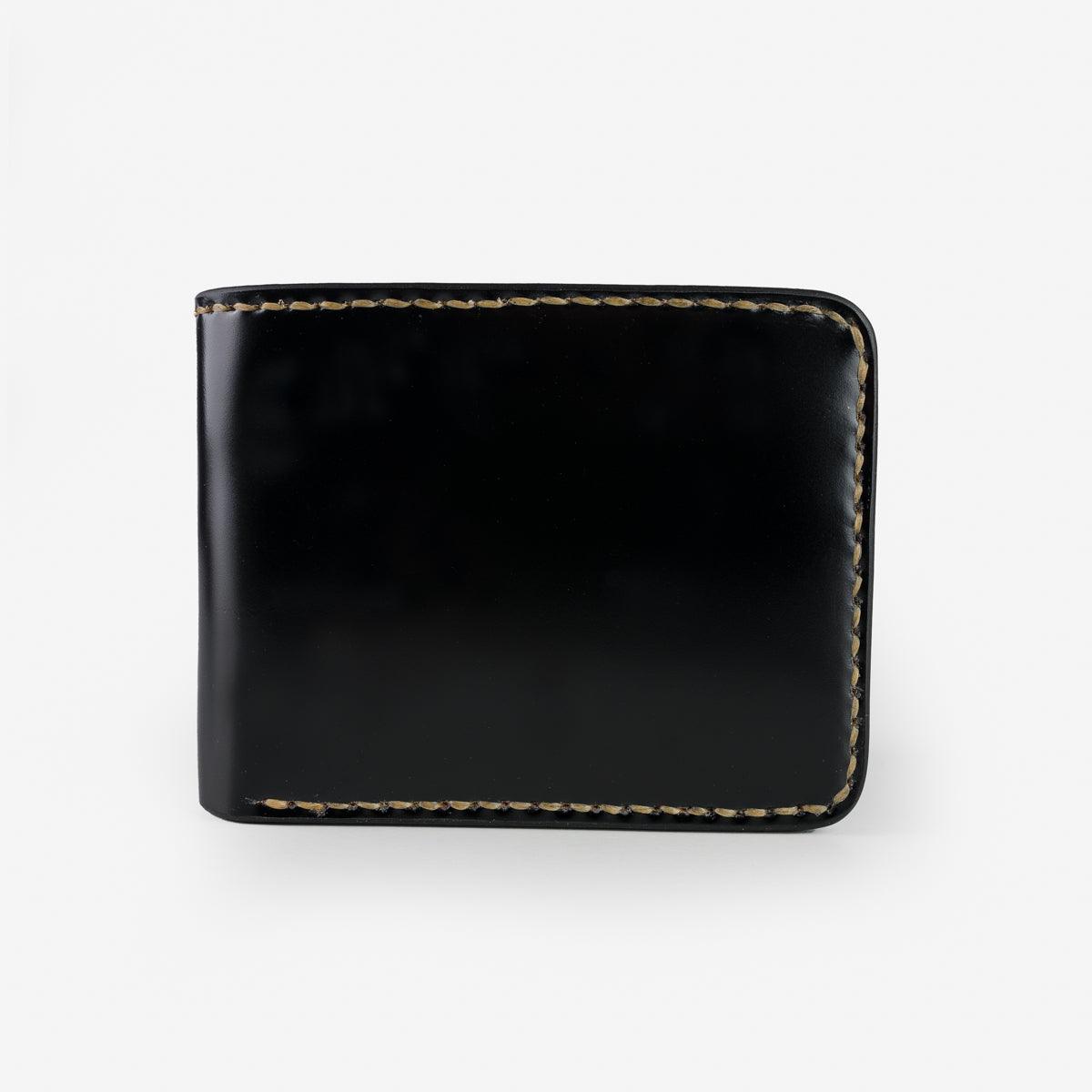 Image showing the IHG-071-BLK - Slimline Small Shell Cordovan Wallet Black which is a WALLETS AND CHAINS described by the following info Accessories, IHSALE_M23, Iron Heart, Released, WALLETS AND CHAINS and sold on the IRON HEART GERMANY online store