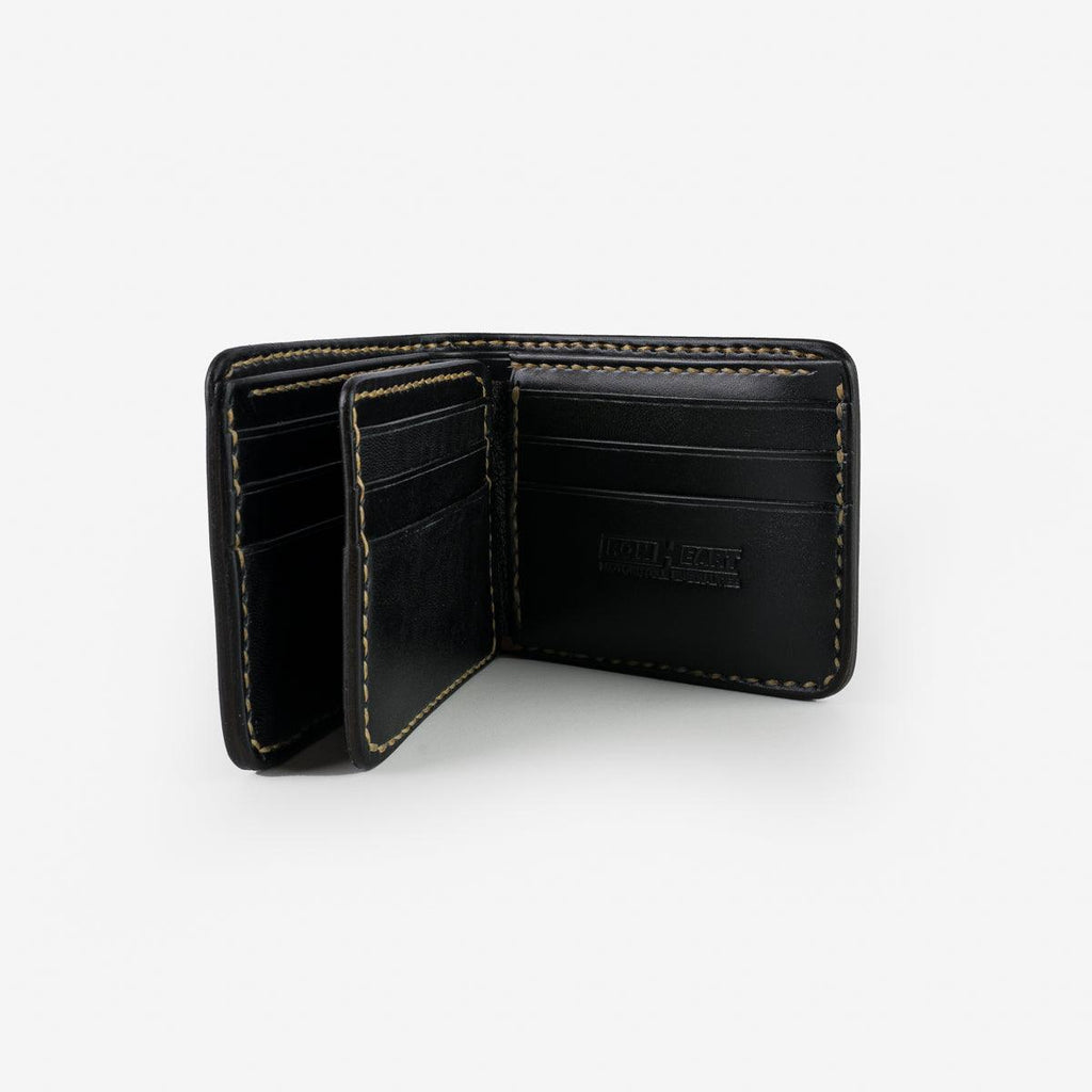 Image showing the IHG-071-BLK - Slimline Small Shell Cordovan Wallet Black which is a WALLETS AND CHAINS described by the following info Accessories, IHSALE_M23, Iron Heart, Released, WALLETS AND CHAINS and sold on the IRON HEART GERMANY online store