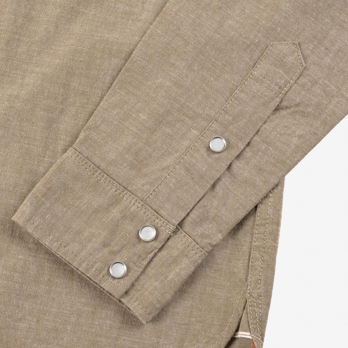 IHSH-315-KHA - Selvedge Chambray Western Shirt Khaki