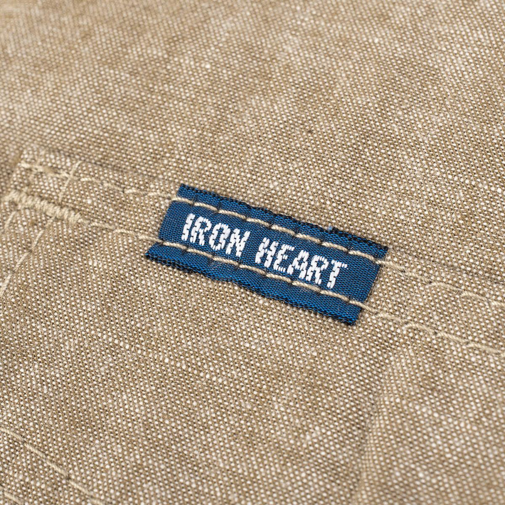 Image showing the IHSH-315-KHA - Selvedge Chambray Western Shirt Khaki which is a Shirts described by the following info IHSALE_M23, Iron Heart, Released, Shirts, Tops and sold on the IRON HEART GERMANY online store